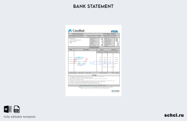 цифровая загрузка шаблона слова выписки по кредитной карте CaixaBank Испании